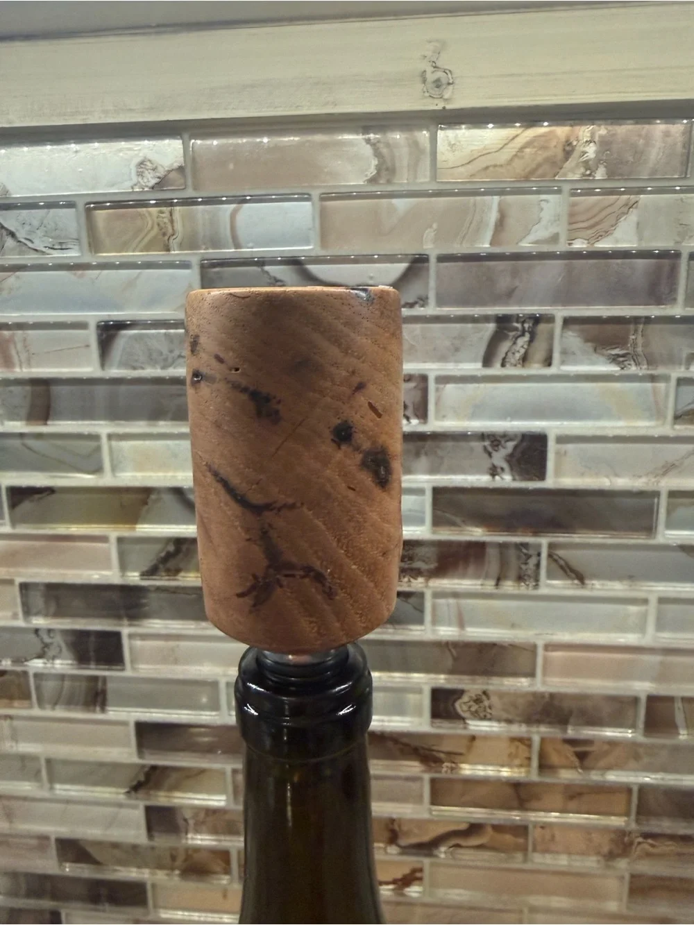 Custom Made Wine Stopper Splata Pecan Wood NWT
